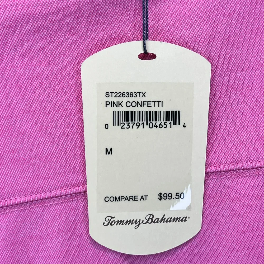 Tommy Bahama Men's Pink Confetti Golf Polo Shirt Marlin Short Sleeve, Size M NWT